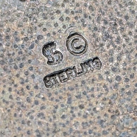 Malachite Pear Shape Sterling Post Earrings Southwest Style Signed “S” EUC - Picture 4 of 5